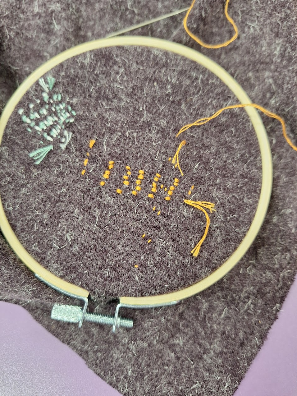 Sewing darning stitches